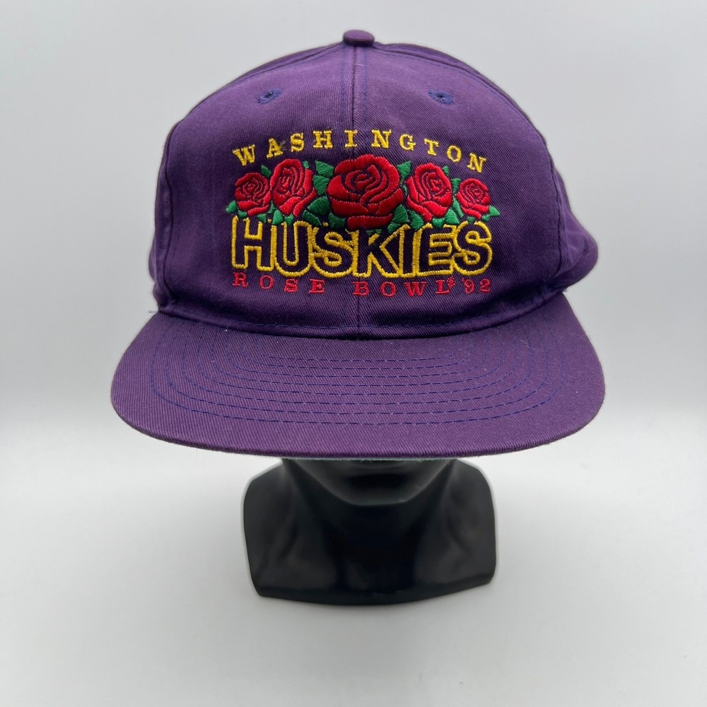 Vintage Washington Huskies Rose Bowl 92 Snapback Hat‎ Marquee Purple Mens Cap